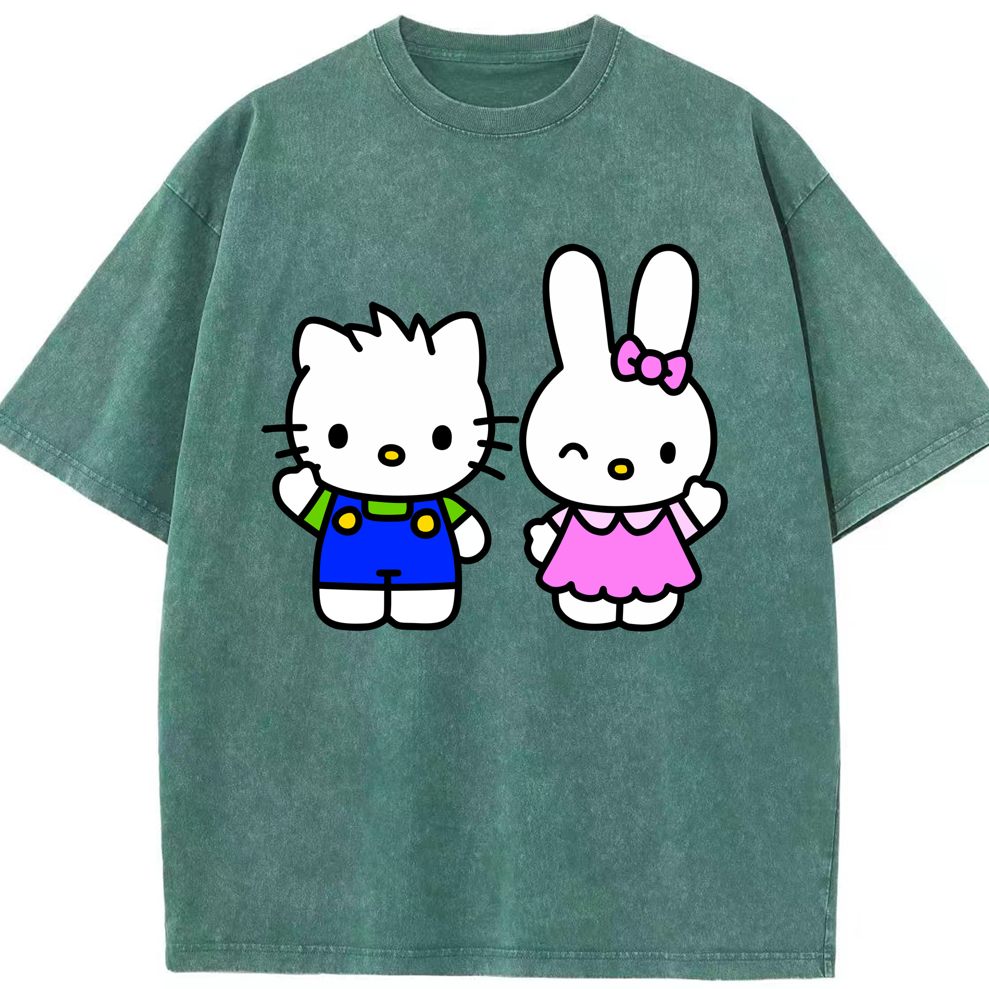 （画像用） Hello Kitty ハローキティ 綿100% ヴィンテージ風 半袖Tシャツ（フロントプリント）